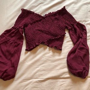 Forever 21 maroon bell sleeve top